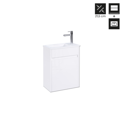 Conjunto Móvel MINI Suspenso 40 cm Branco + Lavatório