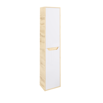 Tall Unit VINCE Wall Hung 35 cm Natural Oak and White