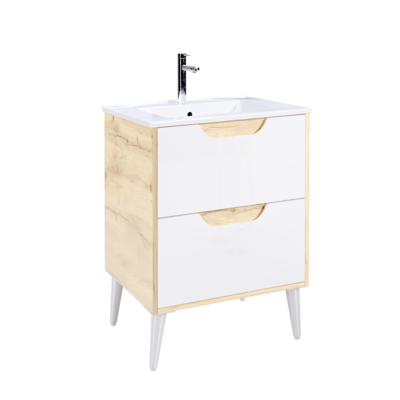 Vanity VINCE Wall Hung 60 cm Natural Oak and White