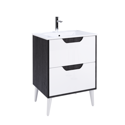 Vanity VINCE Wall Hung 60 cm Dark Grey Oak and White