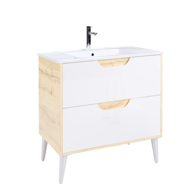 Vanity VINCE Wall Hung 80 cm Natural Oak and White