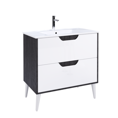 Vanity VINCE Wall Hung 80 cm Dark Grey Oak and White