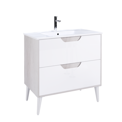 Vanity VINCE Wall Hung 80 cm Grey Oak and White