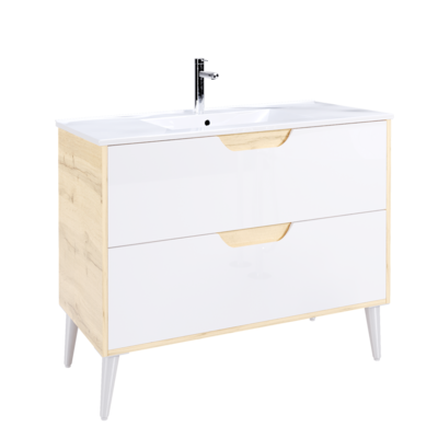 Vanity VINCE Wall Hung 100 cm Natural Oak and White