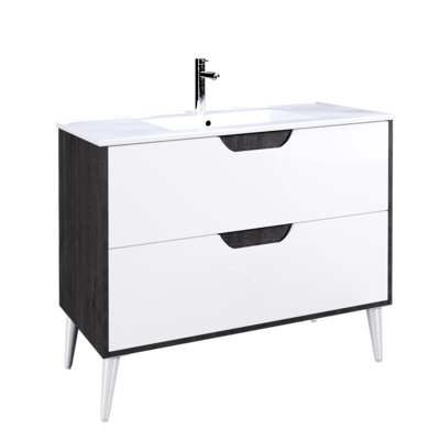 Vanity VINCE Wall Hung 100 cm Dark Grey Oak and White