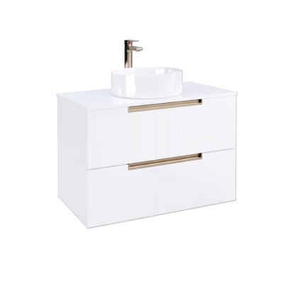 Vanity LOFTY Wall Hung 80 cm White w/ Gold handles