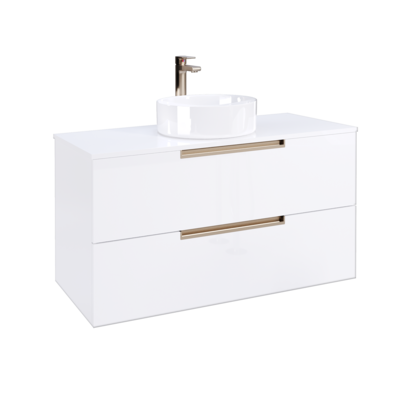 Vanity LOFTY Wall Hung 100 cm White w/ Gold handles