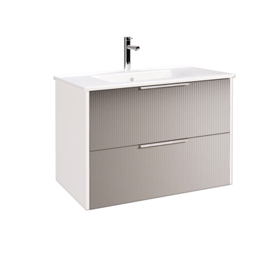 Vanity TITANIUM Wall Hung 80 cm White and Gray Slatted