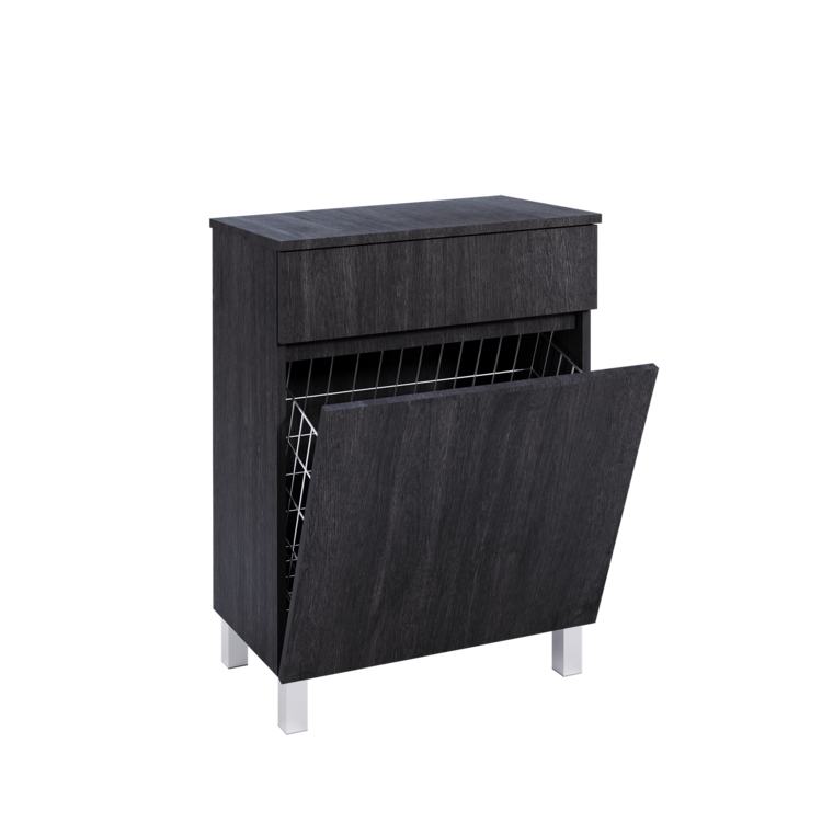 Cabinet ZEUS Freestanding 60 cm with Basket Dark Grey Oak - 5602566211682