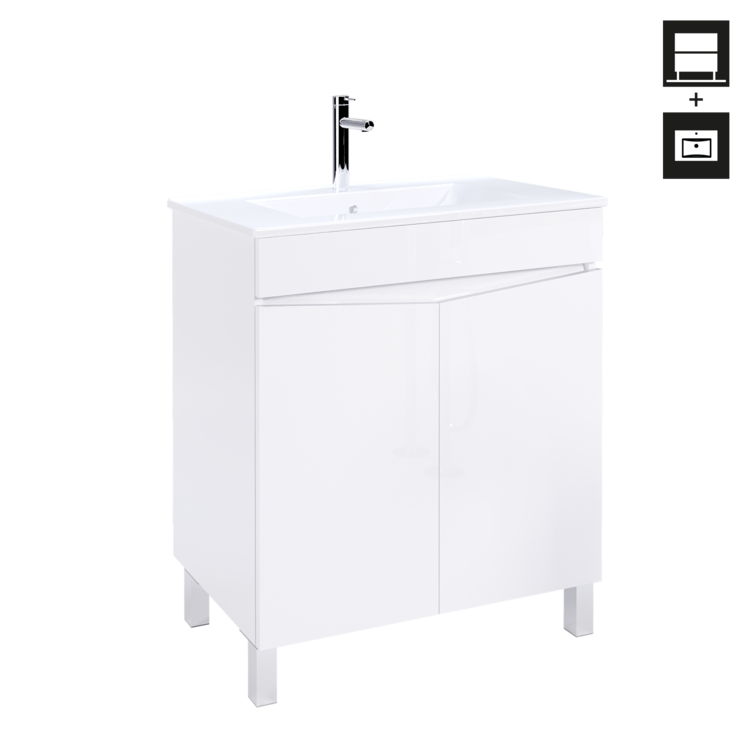 Set of Vanity KEY Freestanding 70 cm White + Whashbasin - 5602566223685