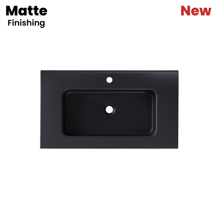 Lavatório GO 80 Cerâmica Negro Mate - 5602566236586