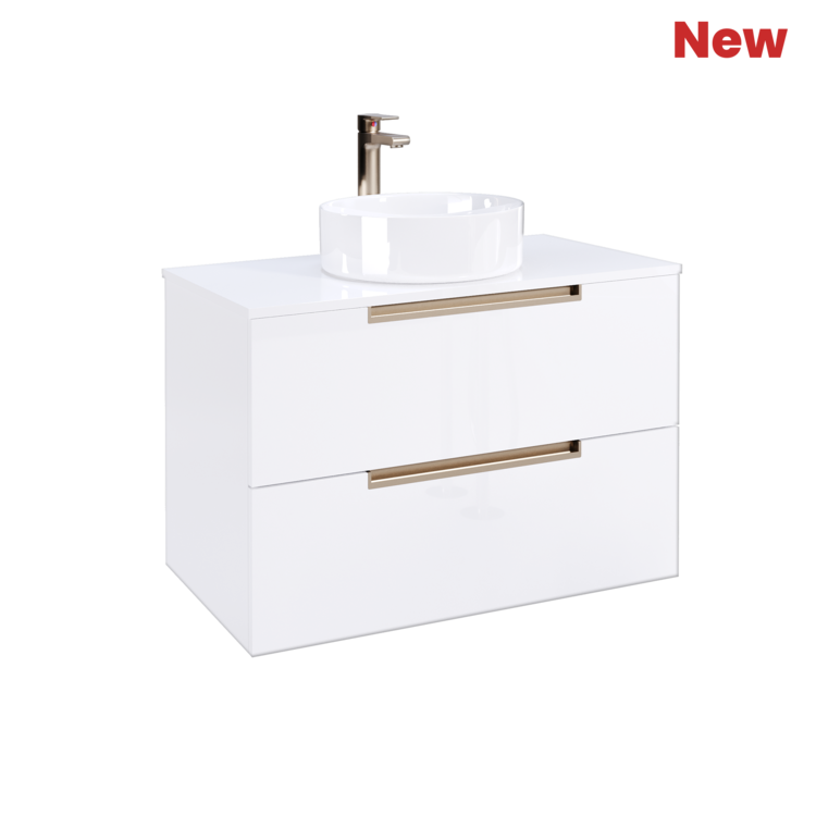 Vanity LOFTY Wall Hung 80 cm White w/ Gold handles - 5602566242365