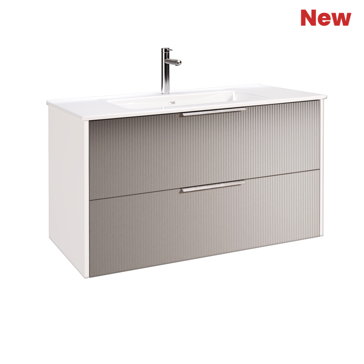 Móvel TITANIUM Suspenso 100 cm Branco e Cinza Ripas - 5602566242419