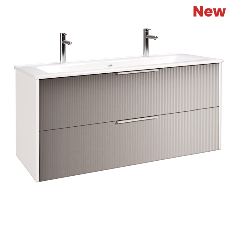 Móvel TITANIUM Suspenso 120 cm Branco e Cinza Ripas - 5602566242426