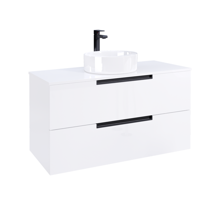 Móvel LOFTY Suspenso 100 cm Branco c/ puxador Negro - 5602566252036