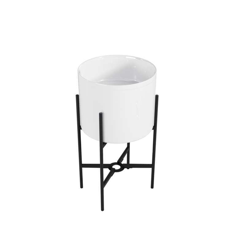 Conj. Lav. ORBI Cerâmica + Suporte Negro - 5602566253163